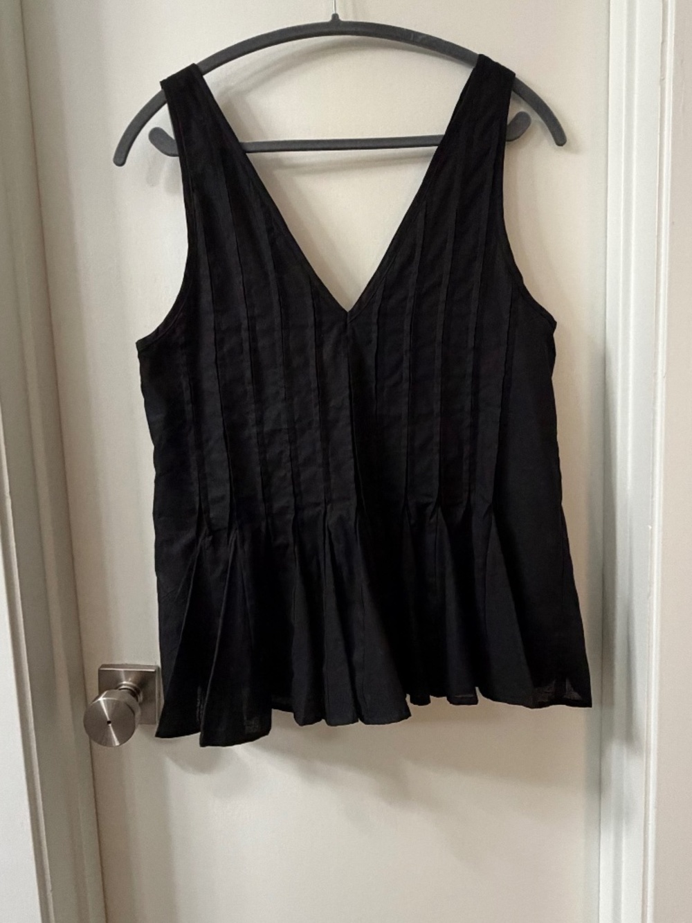 NWT DISSH Pixie Black Linen Godet Top - BLACK- US Size 2